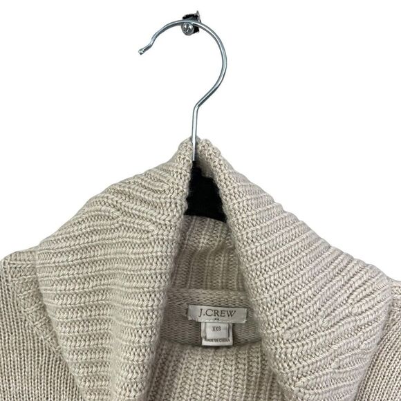 J. Crew Womens Merino Wool Sweater Cowl Neck Stretch Ribbed Hem Beige Size XXS - Picture 3 of 5